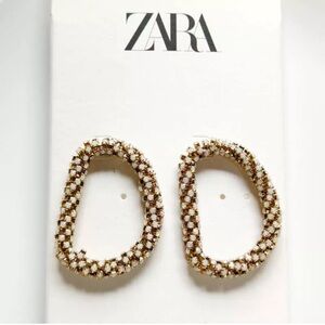 New Zara Women’s Gold Sparkly Hoop Earrings